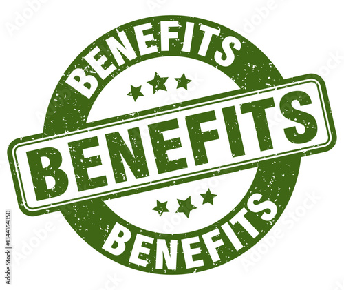 benefits stamp. benefits label. round grunge sign
