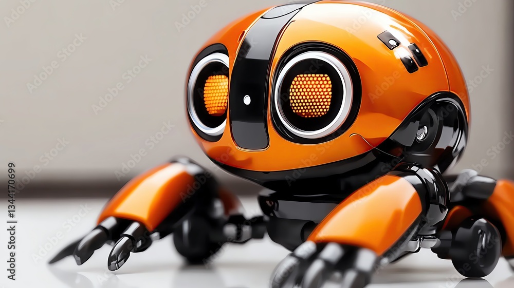 A cute orange robot with multiple features. A cute orange robot with multiple features.