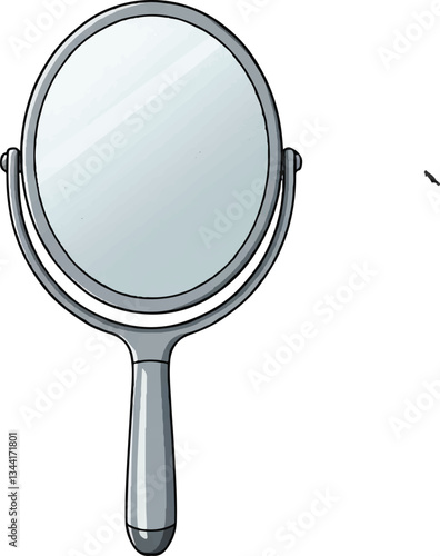 vector Handheld Makeup Mirror Silver Reflection Beauty Cosmetic