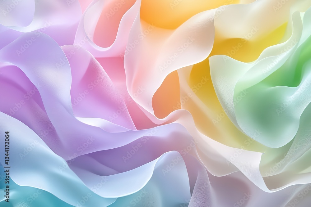 Obraz premium Abstract Pastel Rainbow Fabric Drape Soft, Flowing Texture Background