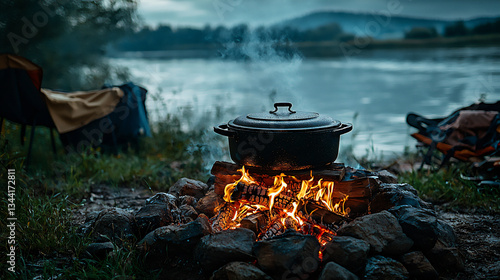 Wallpaper Mural  campfire with dutch oven Torontodigital.ca