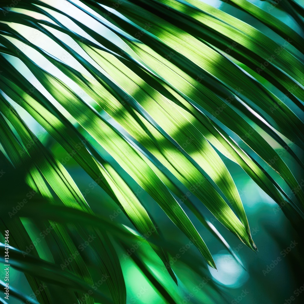 Obraz premium Bright green energy lines blur across a textured leaf pattern