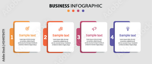 Business infographic design template with 4 options, steps or processes. Can be used for workflow layout, diagram, annual report, web design	
