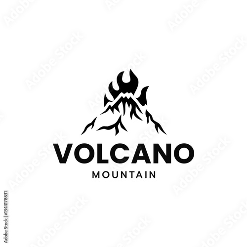 Volcano mountain logo, Volcano eruption logo design.