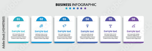 Business vector infographic design template with icons and 6 options or steps	
