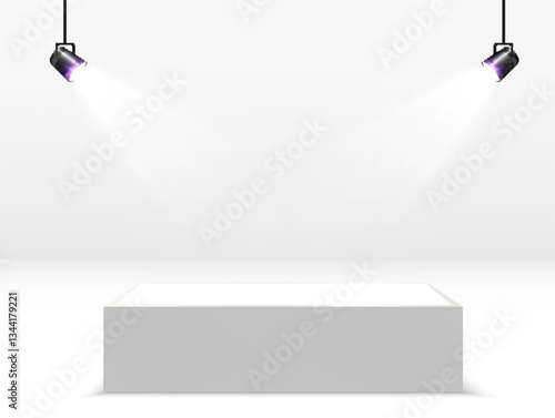 Minimalistic empty podium with soft lighting and shadows, ready for product display, awards, or branding presentation.