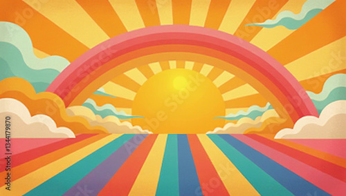 rainbow stripes vintage groovy retro aesthetic inspired hippie style sunny