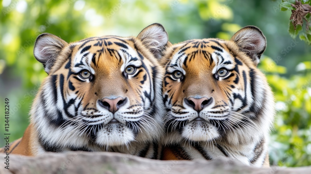 Fototapeta premium Two tigers face to face