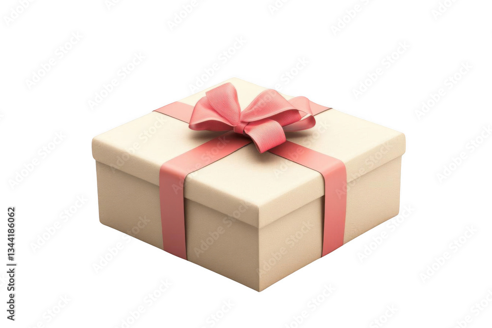 Obraz premium Present Box with ribbon decoration, Gift wrapped with an elegant peach ribbon