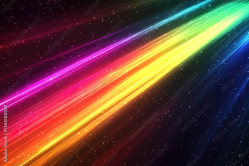 Obraz premium Abstract Rainbow Light Streaks Background Colorful Glowing Lines and Sparkle