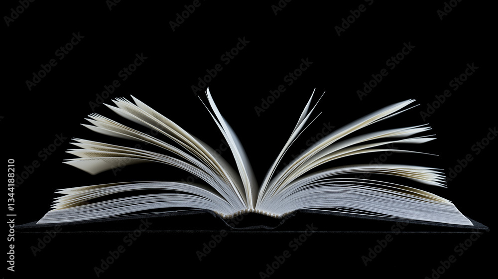 Fototapeta premium A book open on dark isolation background, Illustration.