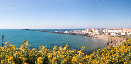 Panorama de la digue Richelieu et de la plagette au Cap d'Agde
