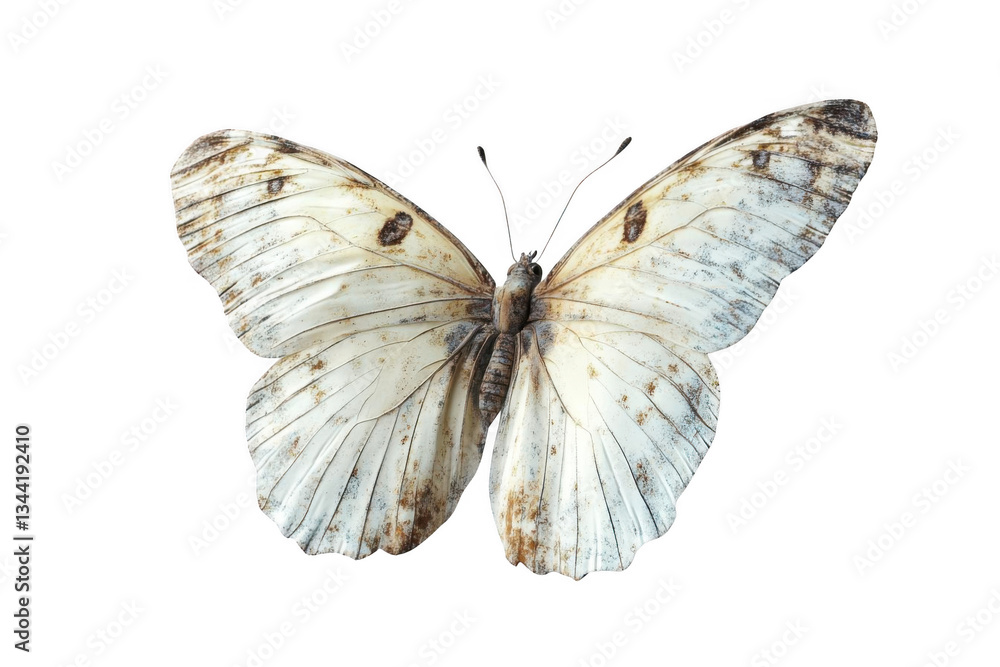 Fototapeta premium Capture Delicate Beauty of a Cream Butterfly Against Black Backdrop, Serene