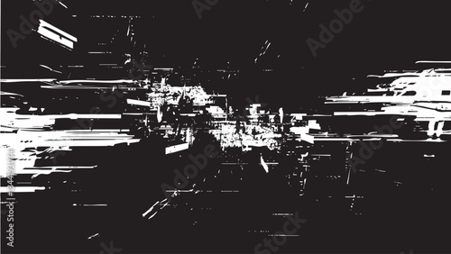 Vector Monochrome Digital Glitch Matrix Background with Corrupted Pixels, Static Noise, and Abstract Cyber Distortion