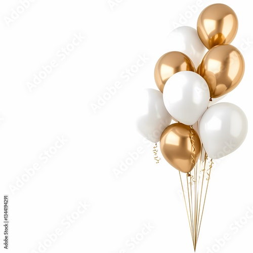 Gold  White Balloons Bouquet