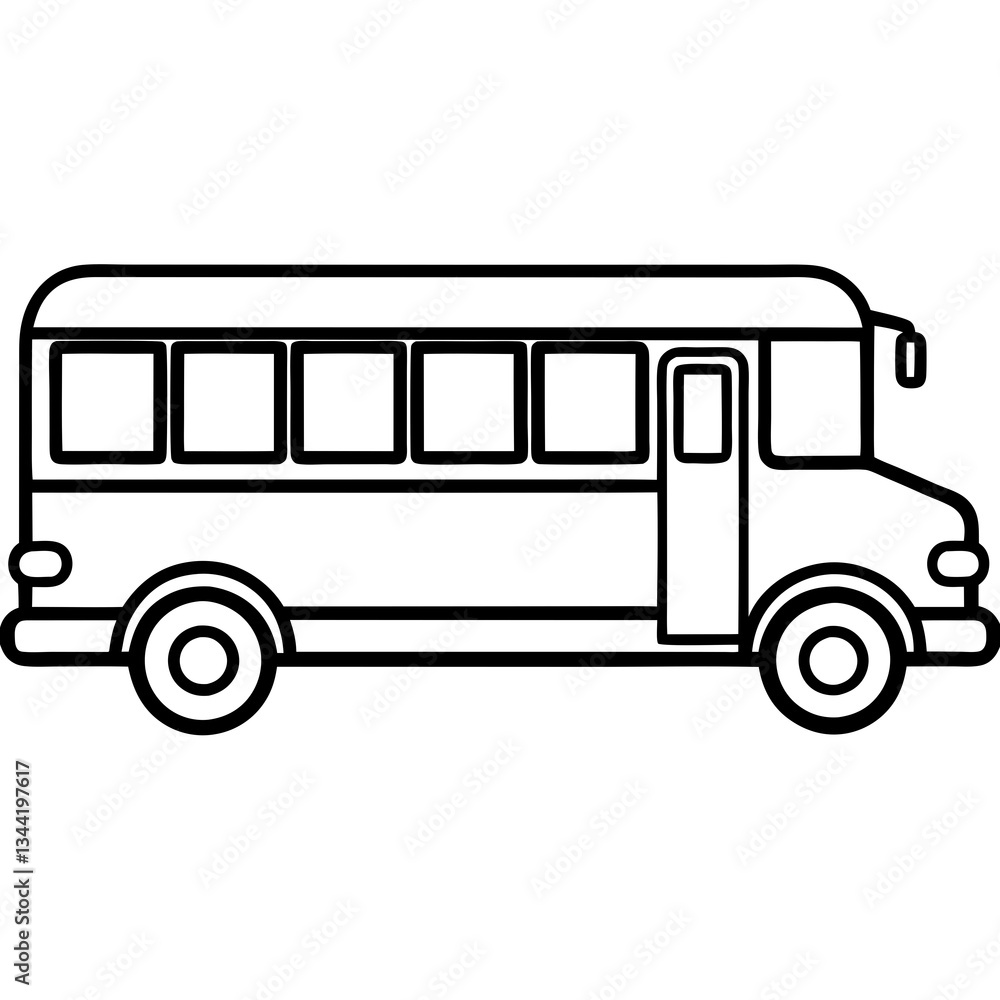 Modern Line Drawing of a School Bus Modern Line Drawing of a School Bus