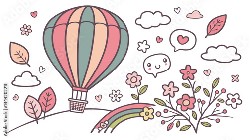 line drawing balloon of spring colorss of spring