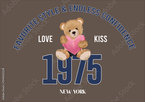 hand drawn design teddy bear and slogan design