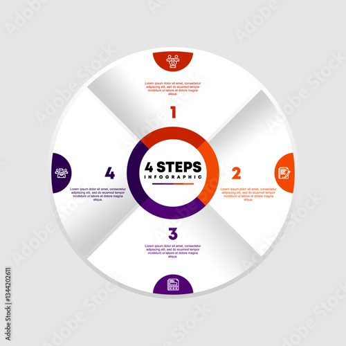 Circle chart infographic template with 4 options for presentations. Vector illustration Eps	
