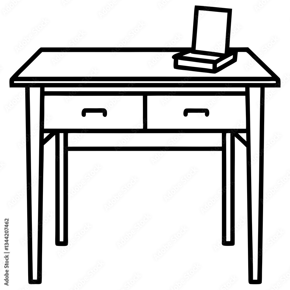 Modern Study Desk Line Art Modern Study Desk Line Art