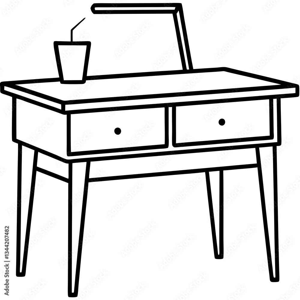 Modern Study Desk Line Art Modern Study Desk Line Art