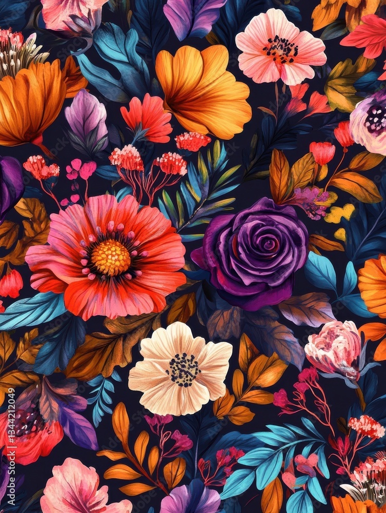 Seamless boho floral pattern with intricate details and vibrant colors, boho, seamless, floral, pattern, trendy, fashion, design Seamless boho floral pattern with intricate details and vibrant colors, boho, seamless, floral, pattern, trendy, fashion, design