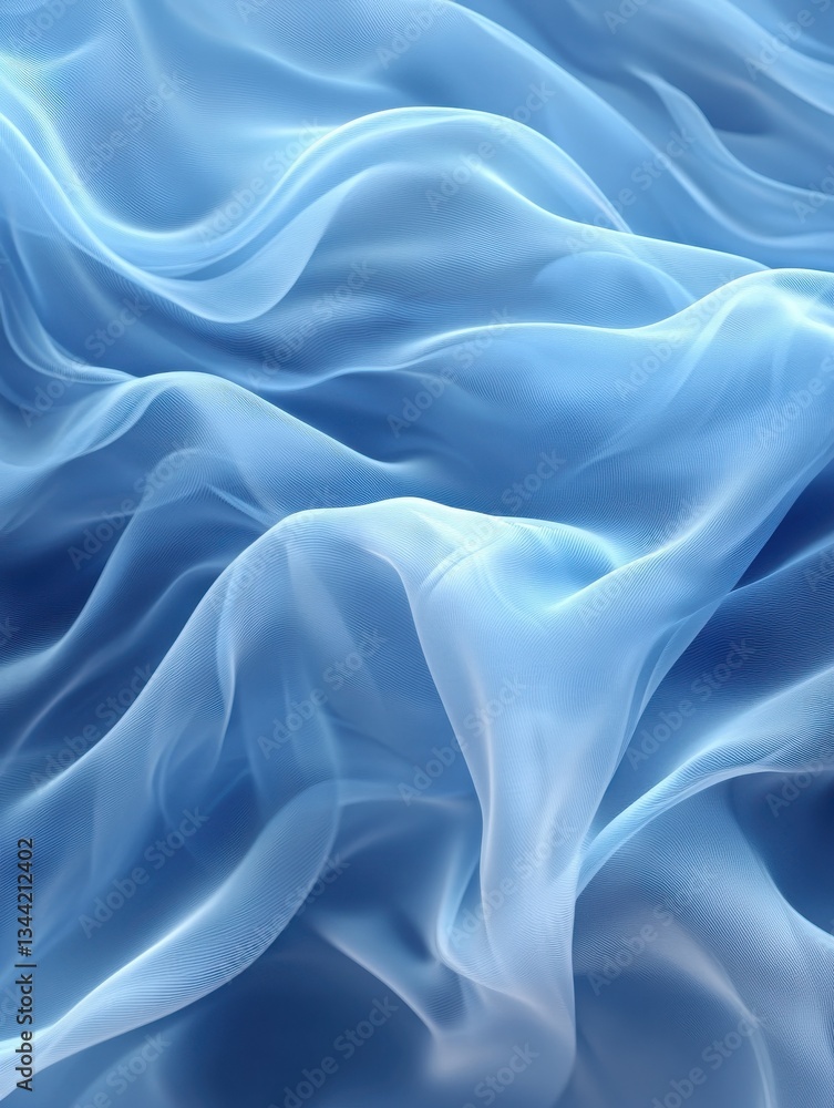 Obraz premium Abstract background of flowing light blue fabric with soft, smooth, and gentle waves.