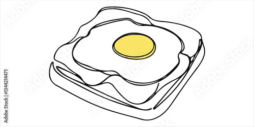 bread toasts, breakfast sandwiches, continuous single one line minimalist artwork features an abstract depiction of bread toasts and breakfast sandwiches, illustrated using a continuous single line.