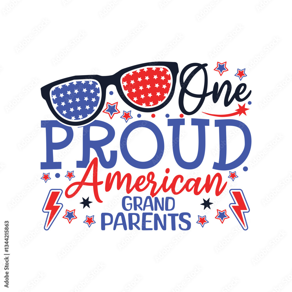 Fototapeta premium One proud American grand parents 4th of July memorial design