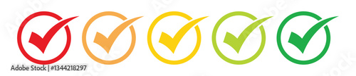 A Set of Five Checkmarks in Different Colors