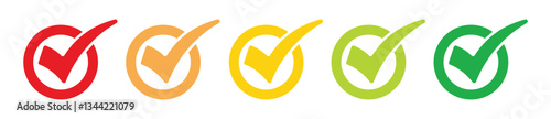 A Set of Five Checkmarks in Different Colors