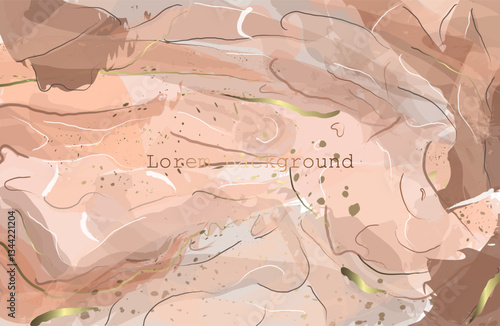 Abstract  brown, pastel and gold fragment of colorful background, wallpaper. Marble texture. luxury abstract fluid art . Vector illustration. mocha mousse color