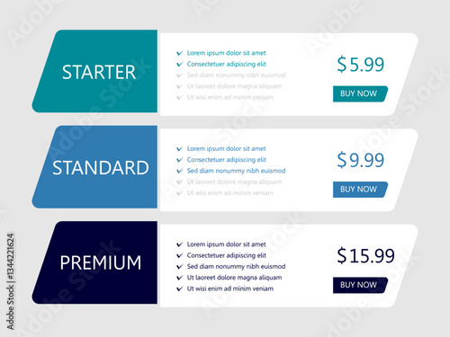 horizontal flat design pricing table subscription plans for apps and website