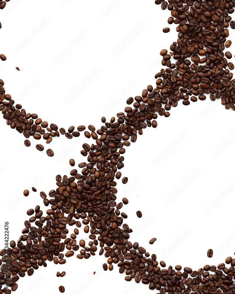 seamless pattern Realistic and artistic illustrations of coffee beans, brewing equipment, coffee cups for background or wallpaper