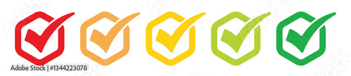 A Set of Five Checkmarks in Different Colors