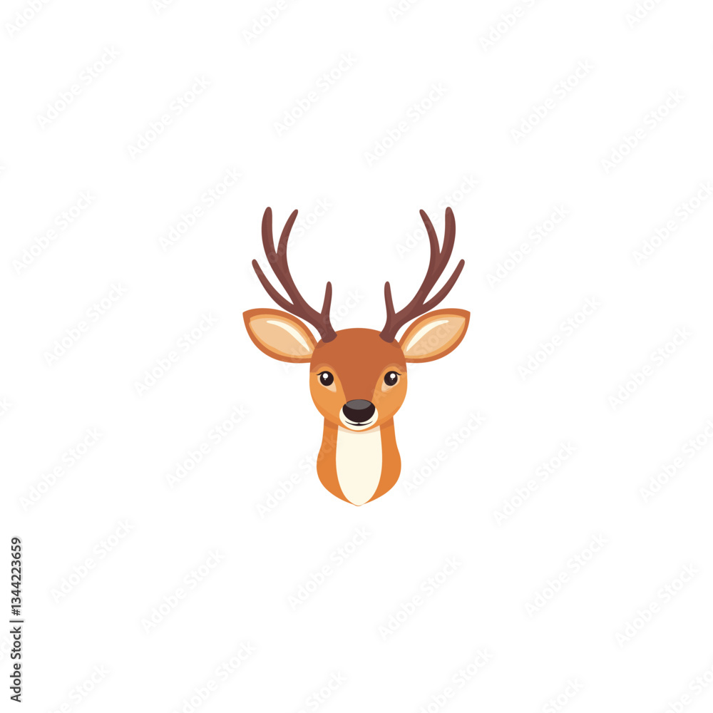 Vector Illustration of a Cute Deer Head with Big Antlers and Minimalist Style Vector Illustration of a Cute Deer Head with Big Antlers and Minimalist Style