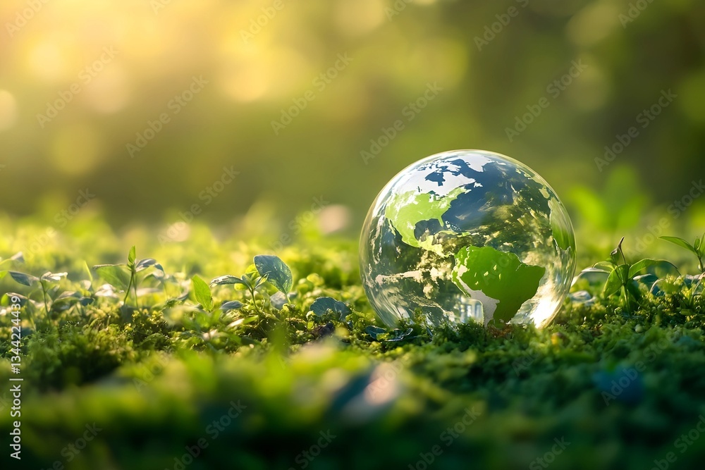 Glass Globe on Green Grass Glass Globe on Green Grass