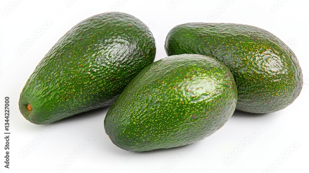 Fresh and Ripe Avocados on a White Background for Healthy Eating Fresh and Ripe Avocados on a White Background for Healthy Eating