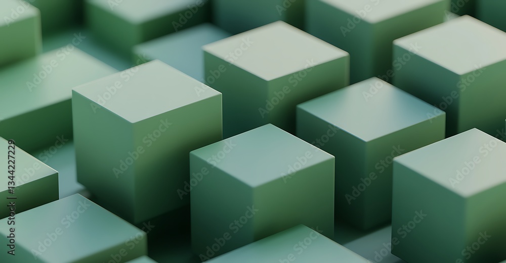 Abstract background with 3D cubes in shades of green Abstract background with 3D cubes in shades of green