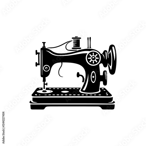 A silhouette of a classic sewing machine. Vector illustration