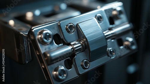 Wallpaper Mural Close-up of a metallic latch mechanism with screws and hinges. Torontodigital.ca