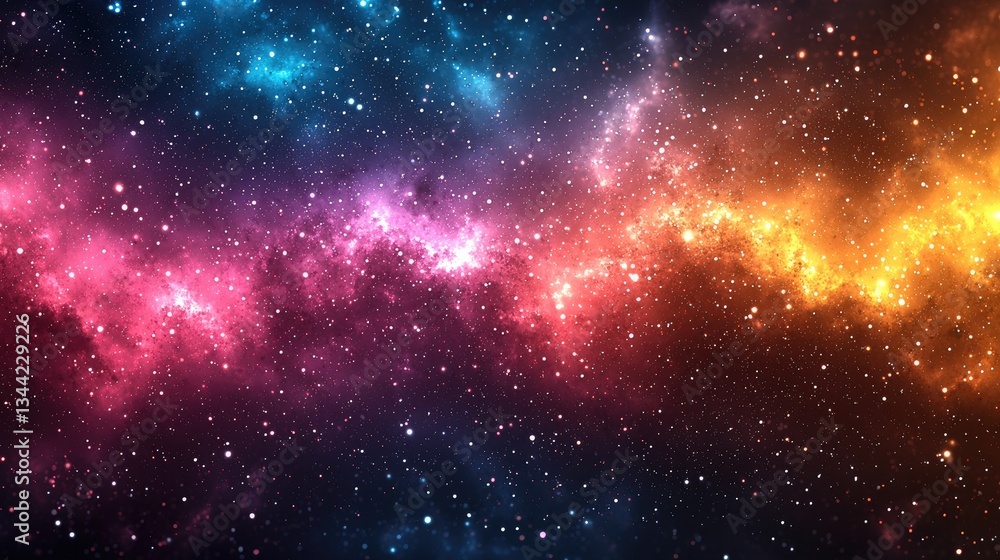 Fototapeta premium Vibrant cosmic nebula with colorful stars and galaxies in deep space
