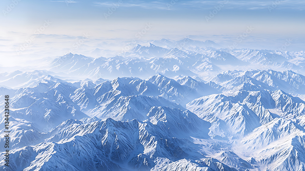 Fototapeta premium Majestic Snow-Capped Mountains Under a Full Moon with Starry Sky