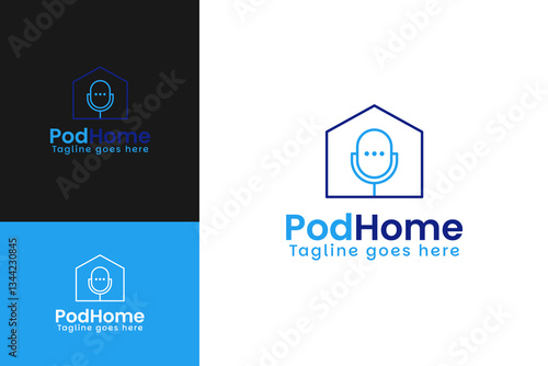 Podcast home logo design template vector illustration