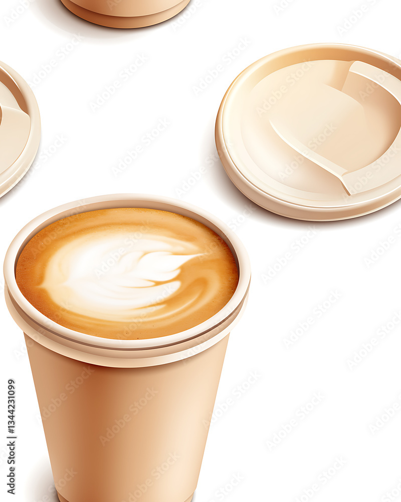 seamless pattern Realistic and artistic illustrations of coffee beans, brewing equipment, coffee cups for background or wallpaper