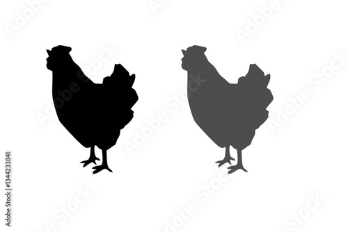 Chickens, quail silhouettes. Cock, chicken, chick. Domestic poultry egg farming. Isolated on white background. Vector illustration for farming products package, poster, banner, card design
