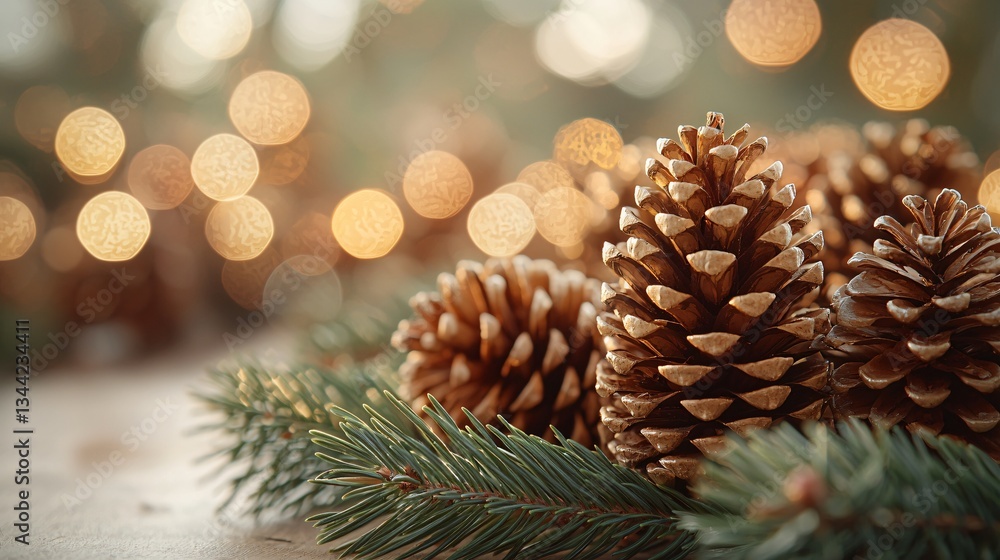 Pine Cones & Twigs, Festive Bokeh Pine Cones & Twigs, Festive Bokeh