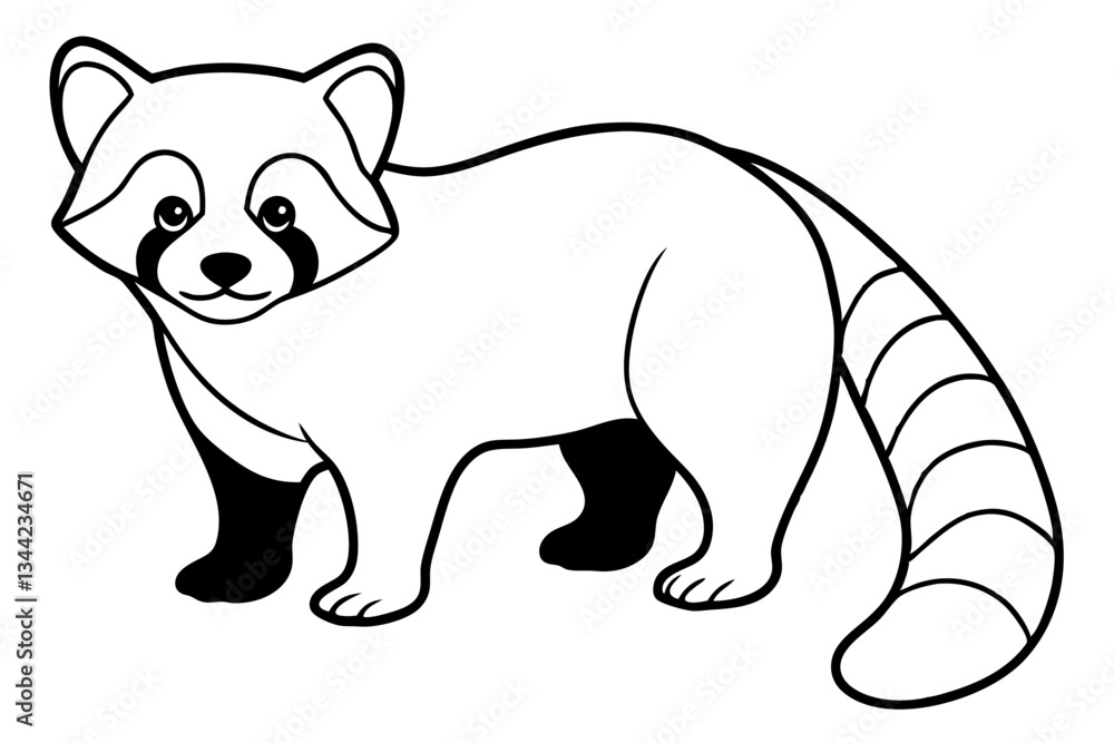 Elegant Red Panda Line Art Elegant Red Panda Line Art