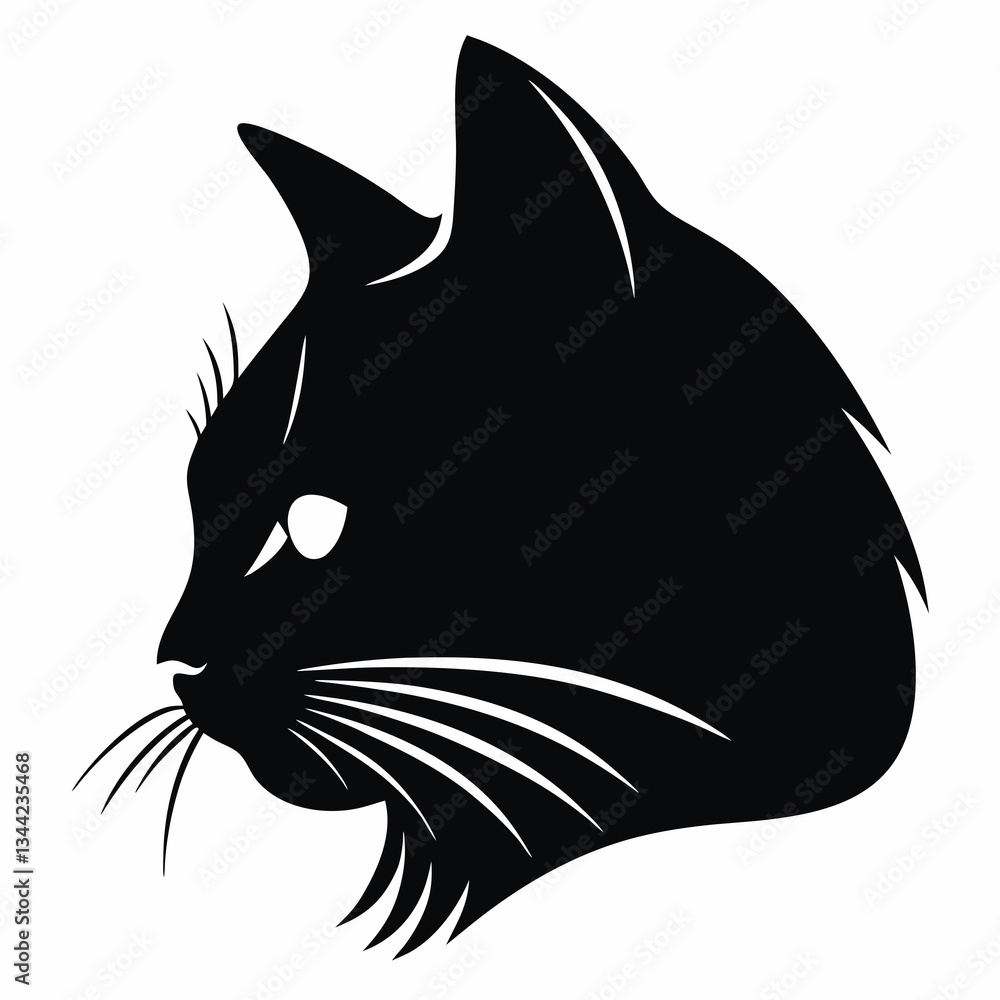 Obraz premium Black and white cat head logo design in profile