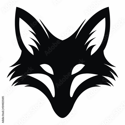 Black and white fox head logo design